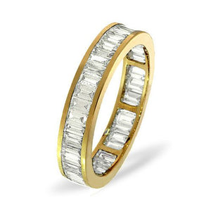 18ct Yellow Gold Channel Set Full Eternity Ring Baguette Diamond 1.00ct H Si