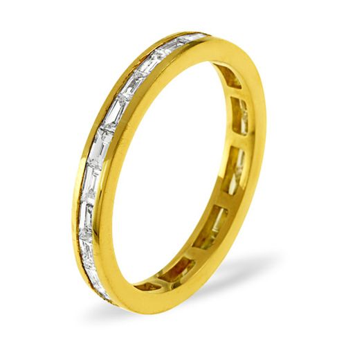  Anello Eternity completo in oro giallo 18 carati con diamanti taglio baguette da 1,00 ct G VS