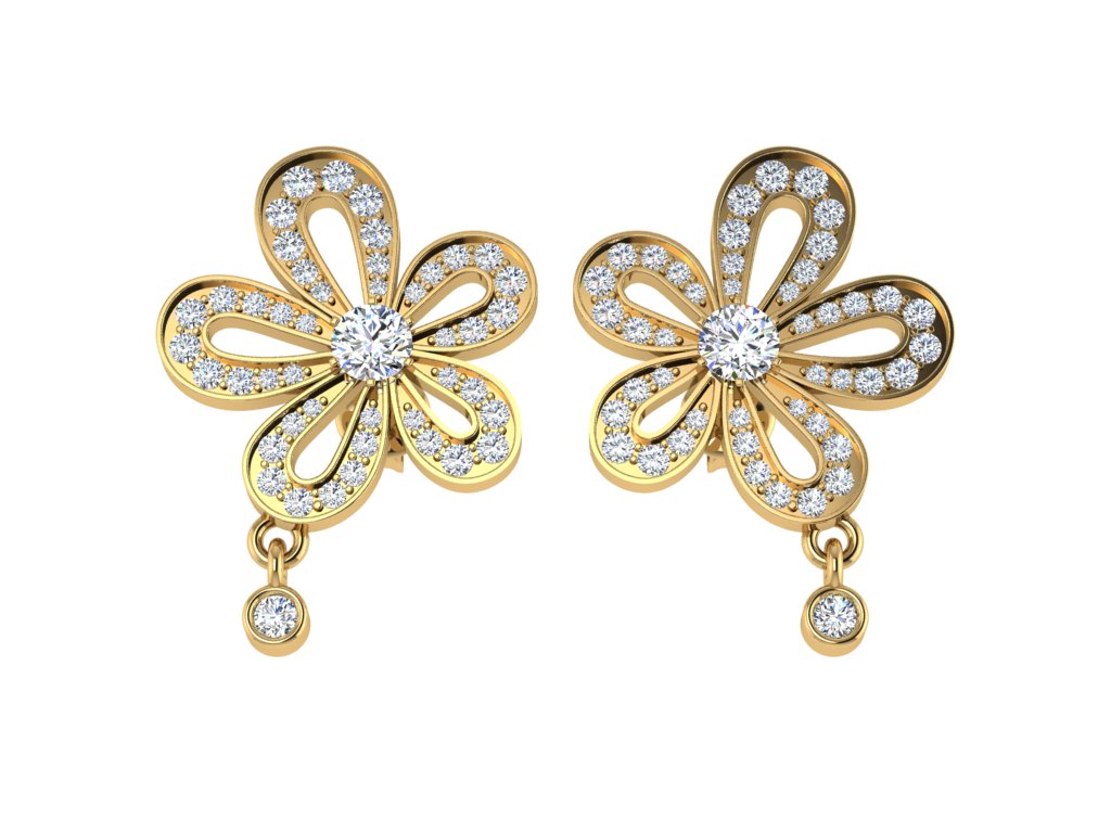 Radiant 0.65ct Plumeria flower studs