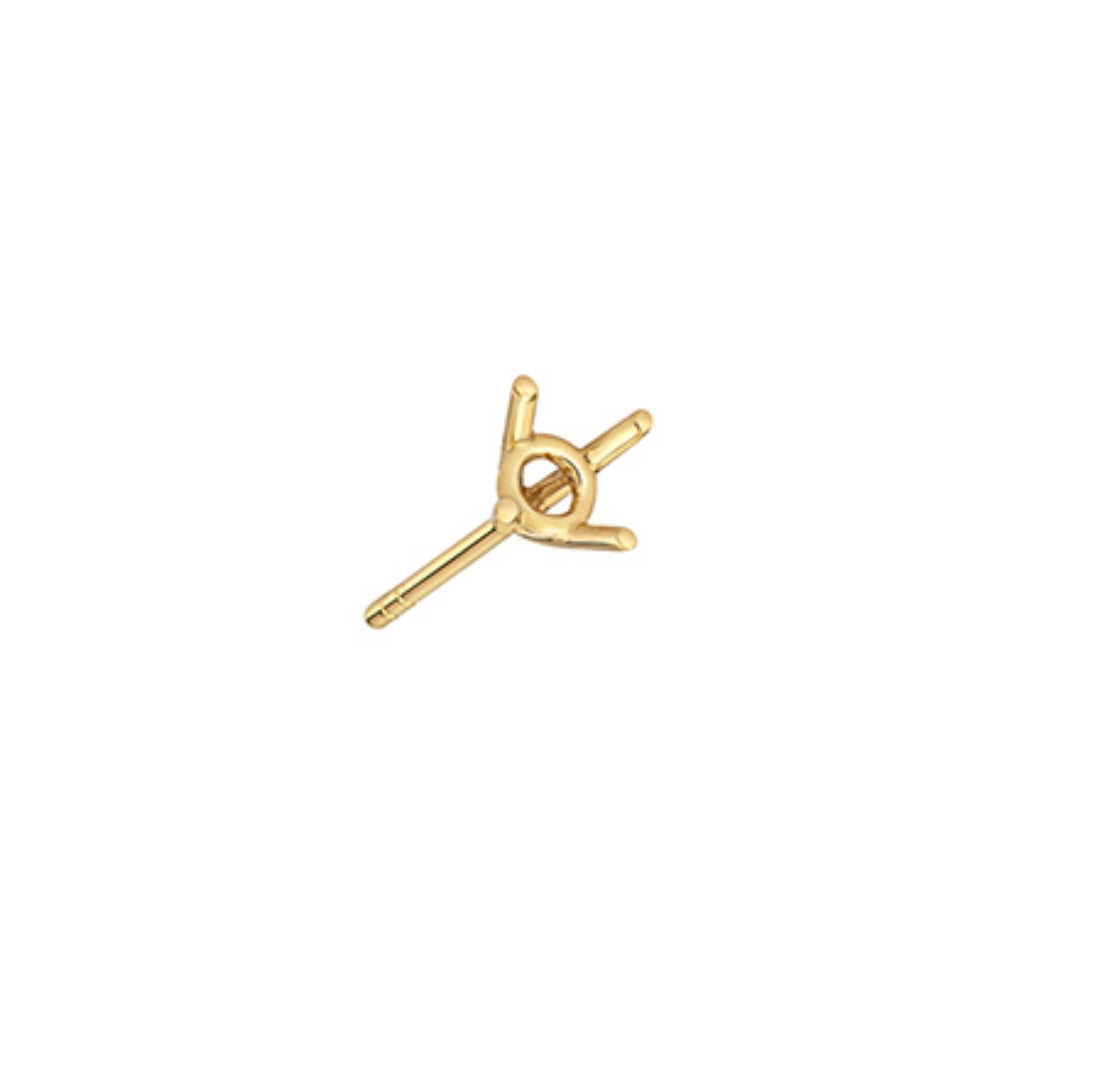 18ct Yellow Gold Solitaire Earrings Mount 1ct 4 prong