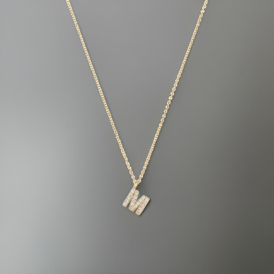 Cervin Blanc DIAMOND INITIAL M NECKLACE IN 18CT GOLD