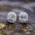 18ct White Gold Emerald Centre 1.40ctw Diamond Studs