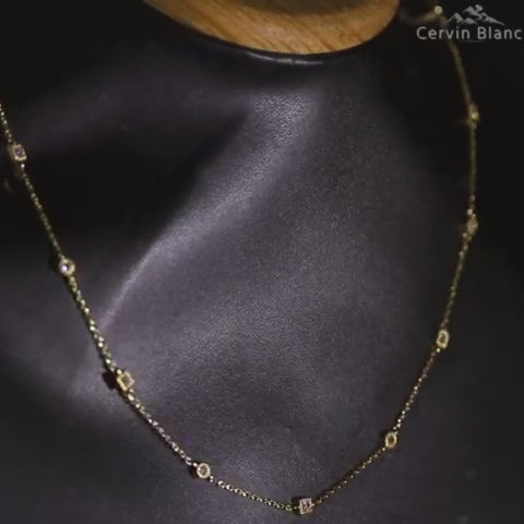 Diamond interval necklace in 18ct yellow gold