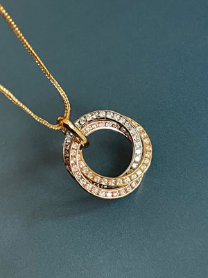 Diamond Necklace in 18ct Gold Eternity Circle of Life interlocking tricolour