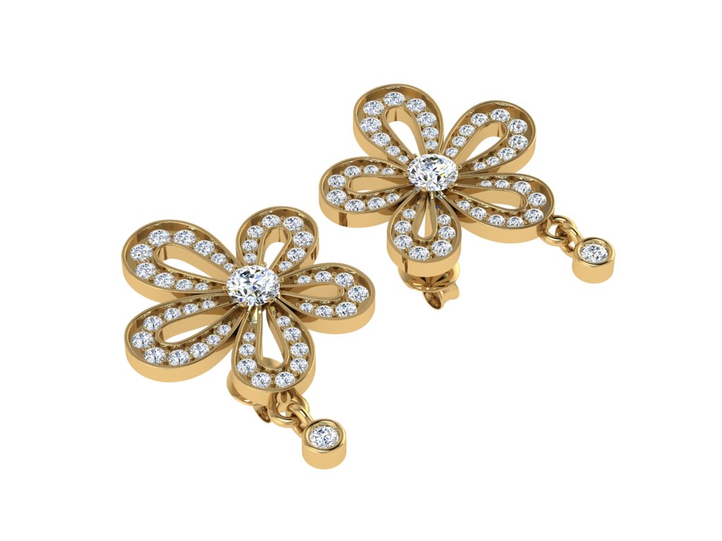 Elegant 18ct yellow gold Plumeria diamond