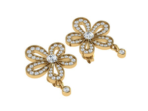 18ct gold, diamond earrings, plumeria flower studs, luxury jewellery, elegant design, sparkling diamonds, timeless, special occasion, gift