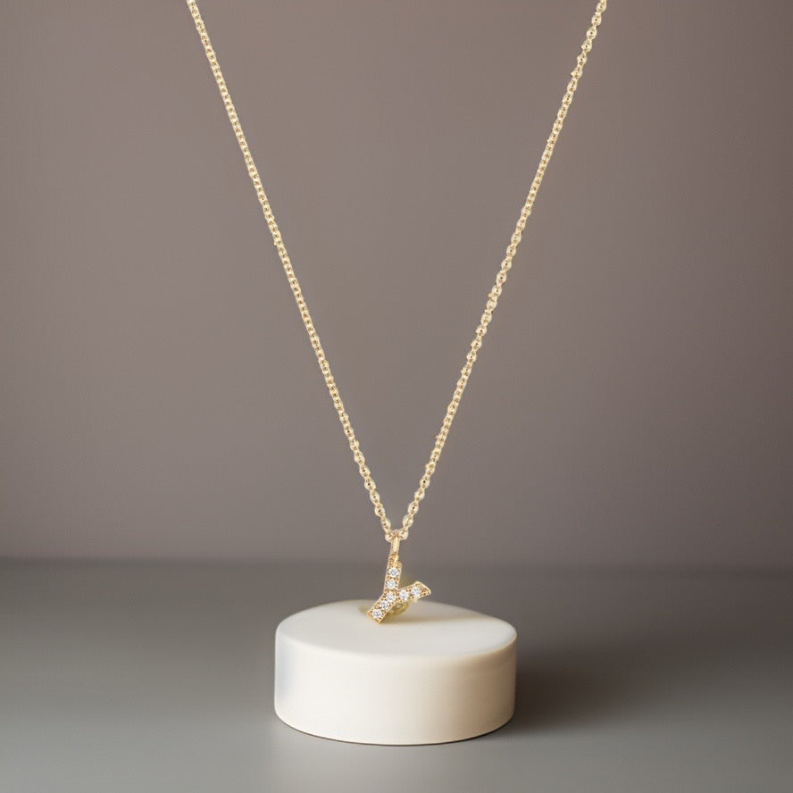 Cervin Blanc DIAMOND INITIAL Y NECKLACE IN 18CT GOLD