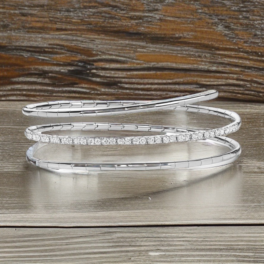 DIAMOND TWIST BANGLE IN 18CT WHITE GOLD