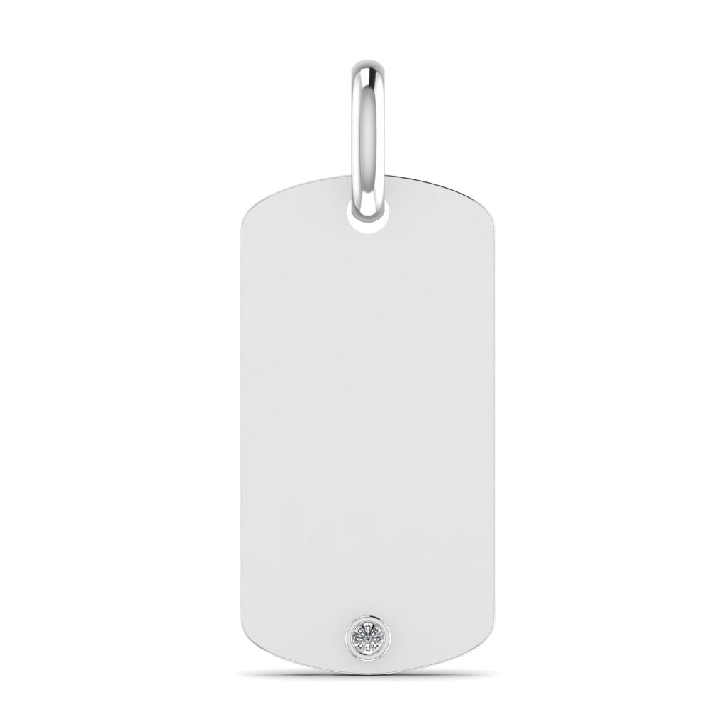 Bespoke 18ct White Gold Dog Tag Diamond Pendant 11g Military Tag ID Tag