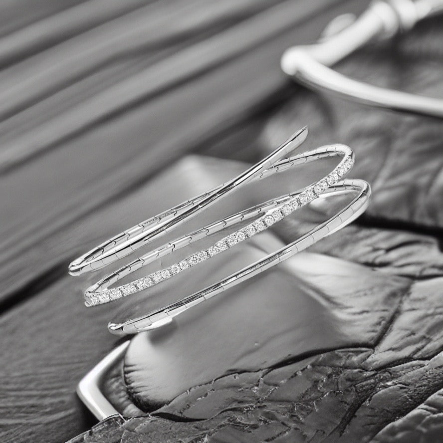 DIAMOND TWIST BANGLE IN 18CT WHITE GOLD