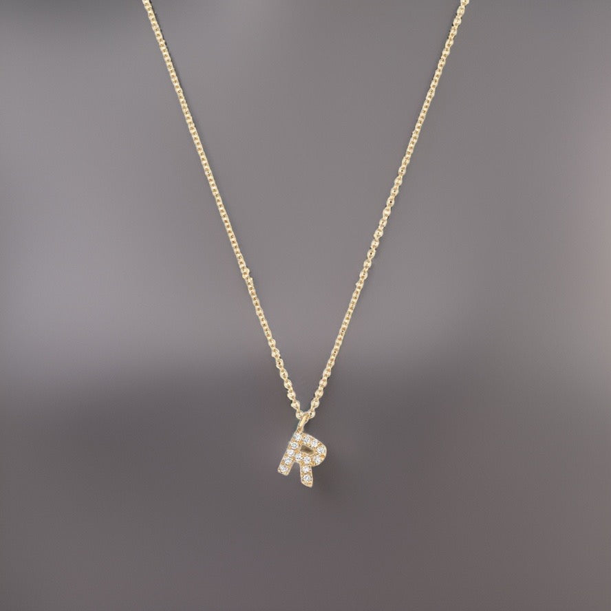 Cervin Blanc DIAMOND INITIAL R NECKLACE IN 18CT GOLD