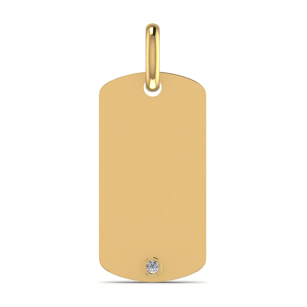 Bespoke 18ct Yellow Gold Dog Tag Diamond Pendant 11g Military Tag ID Tag