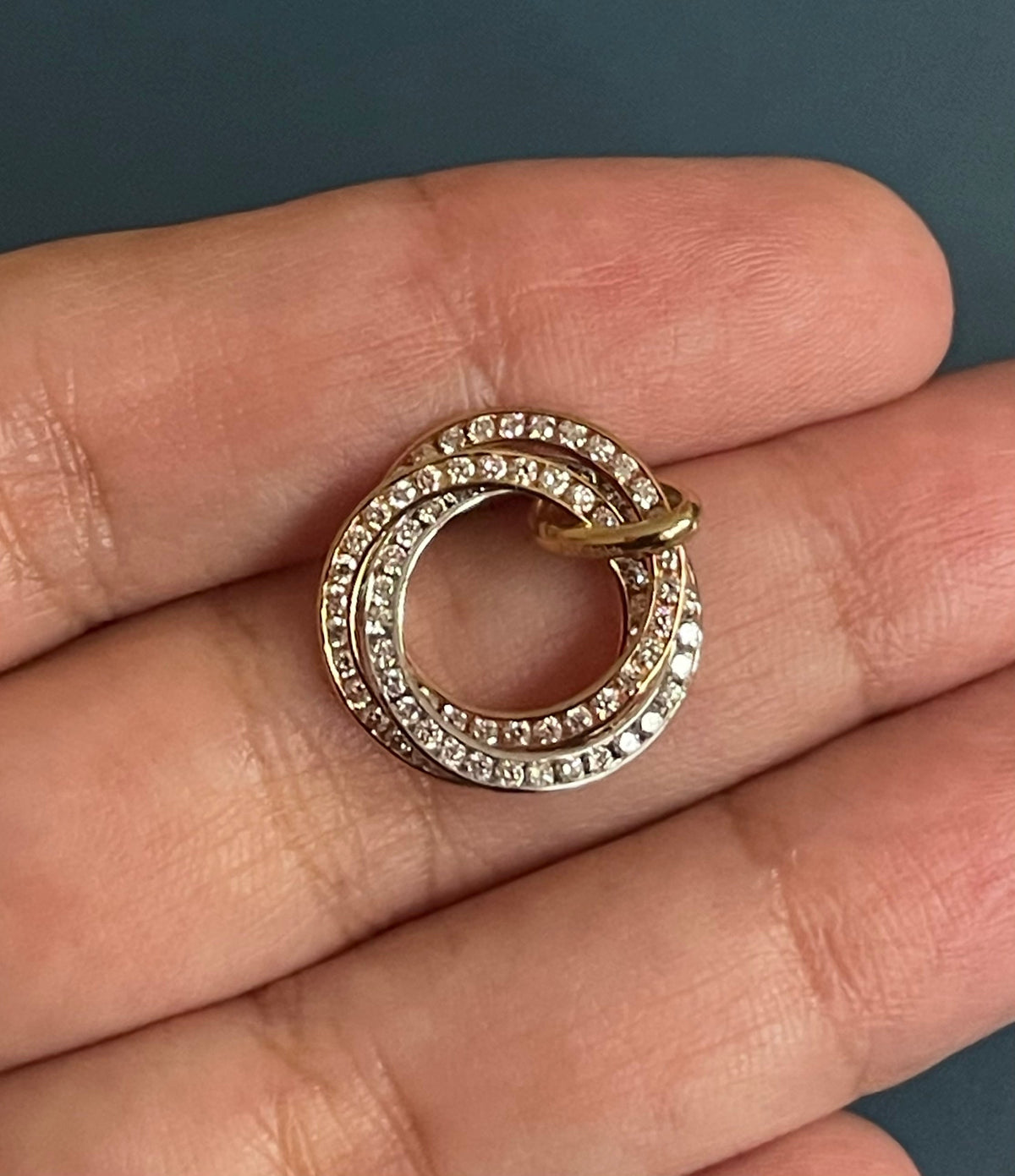 Diamond Pendant in 18ct Gold Eternity Circle of Life interlocking tricolour