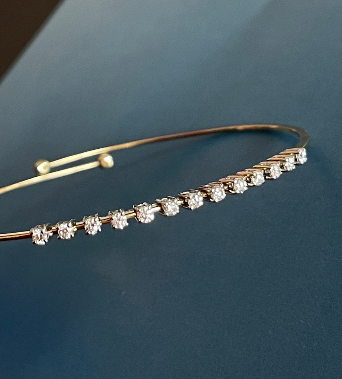 18ct Yellow Gold Diamond Bangle flexi claw set 0.45ct