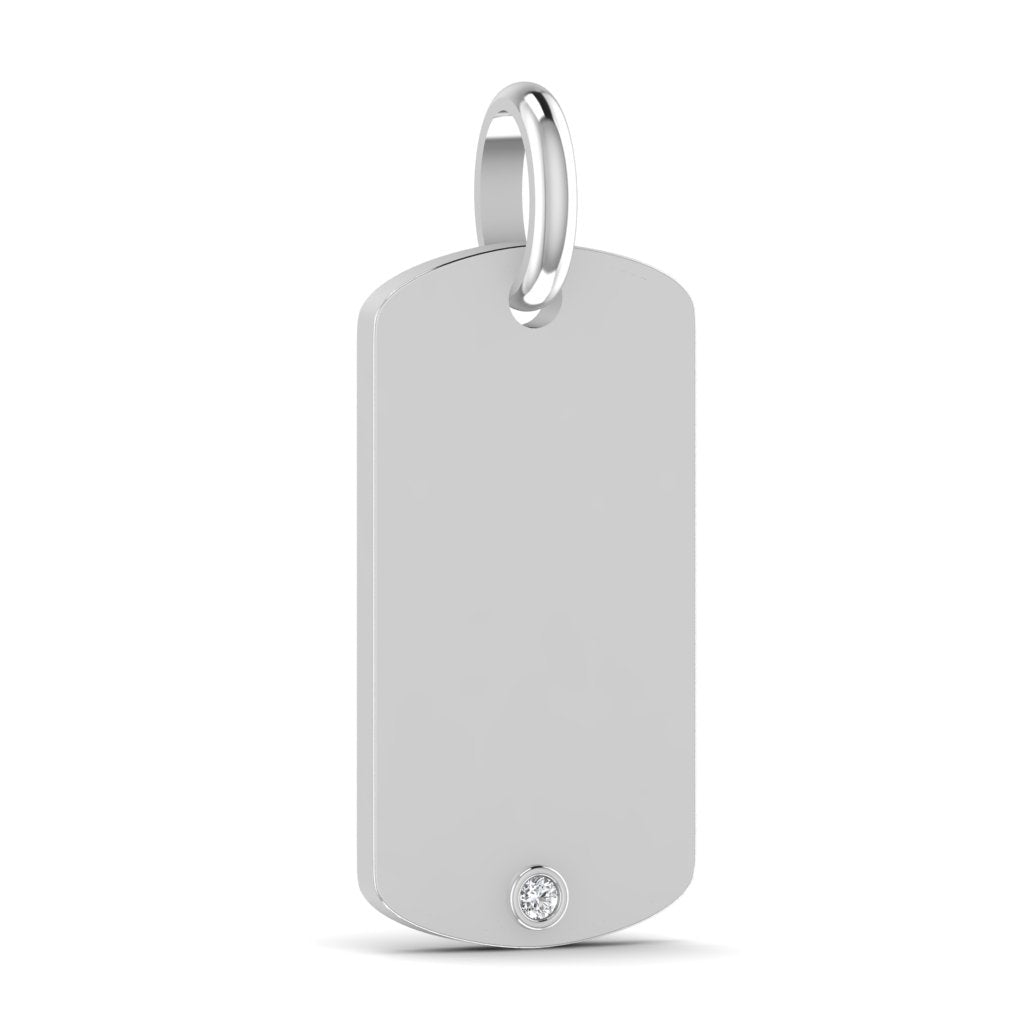 Bespoke 18ct White Gold Dog Tag Diamond Pendant 11g Military Tag ID Tag