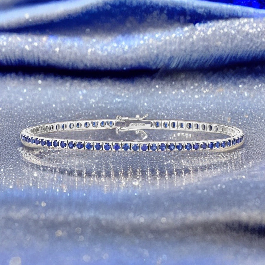 Timeless white gold sapphire tennis bracelet