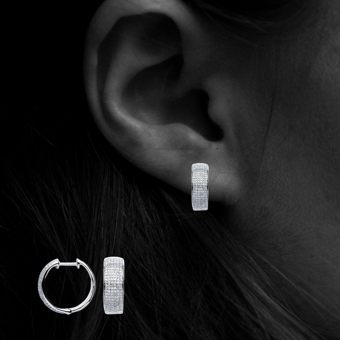 18ct White Gold 0.55ct Diamond Hoop Earrings