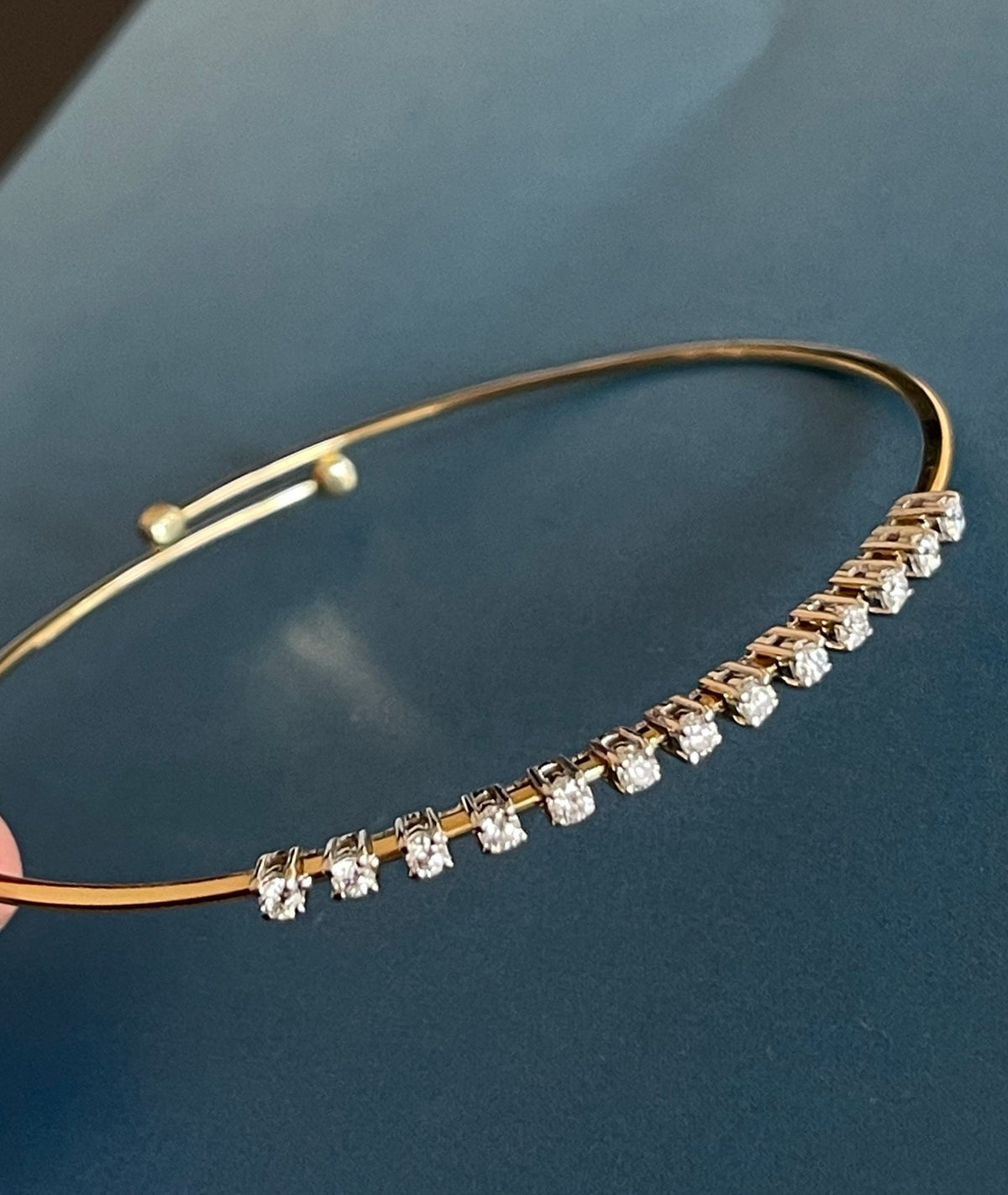 18ct Yellow Gold Diamond Bangle flexi claw set 0.45ct