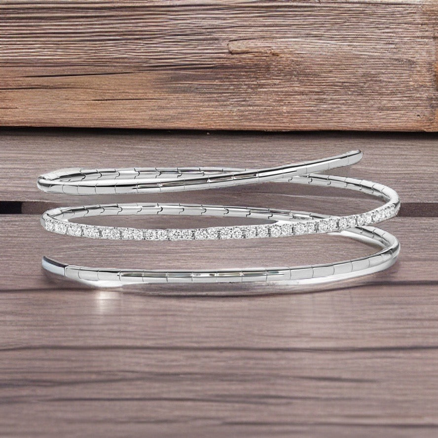 DIAMOND TWIST BANGLE IN 18CT WHITE GOLD
