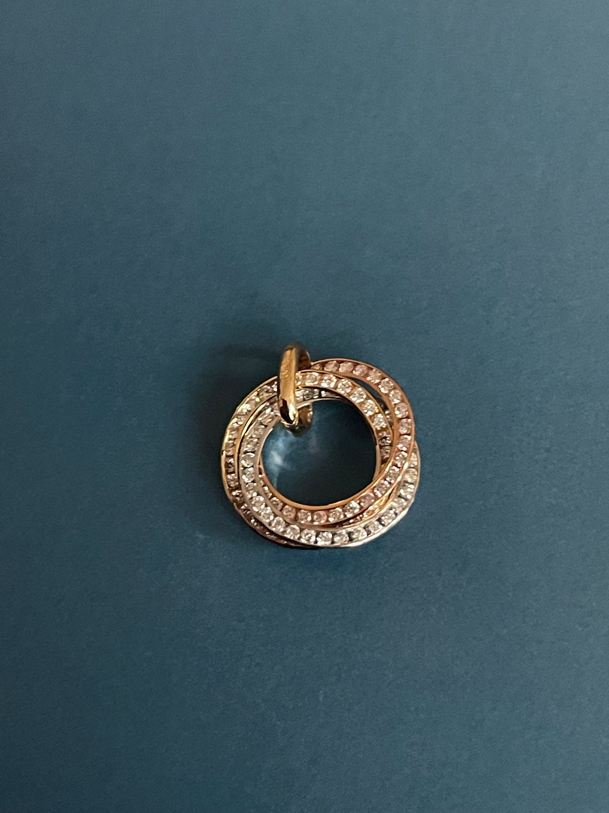 Diamond Pendant in 18ct Gold Eternity Circle of Life interlocking tricolour