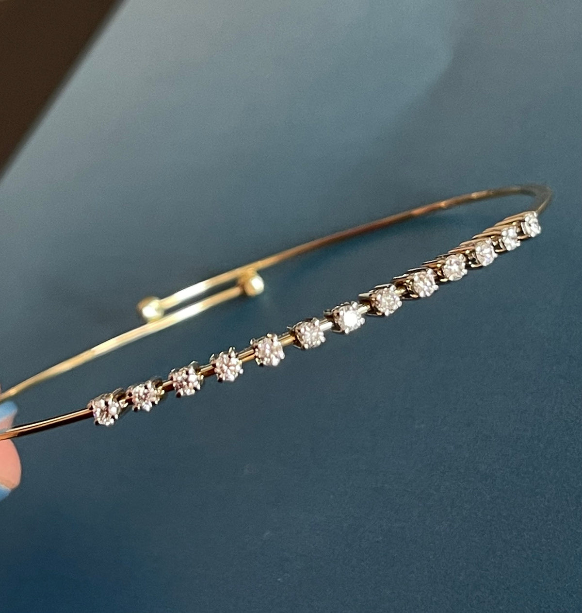 18ct Yellow Gold Diamond Bangle flexi claw set 0.45ct