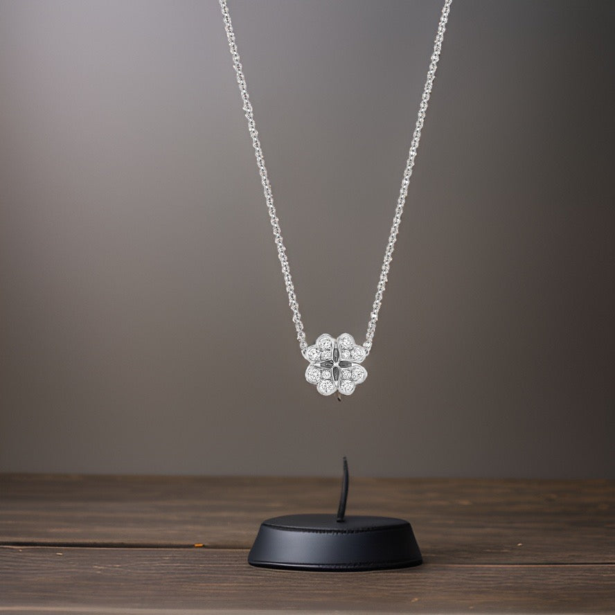 DIAMOND CLOVER NECKLACE IN 18CT White GOLD