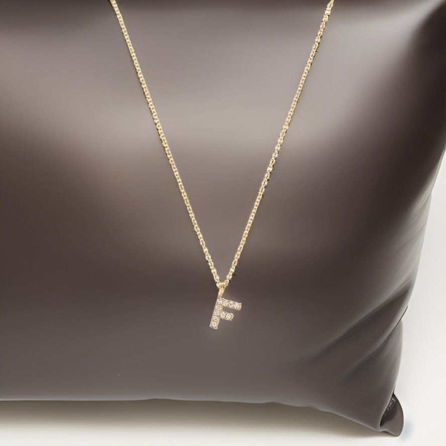 Cervin Blanc DIAMOND INITIAL F NECKLACE IN 18CT GOLD