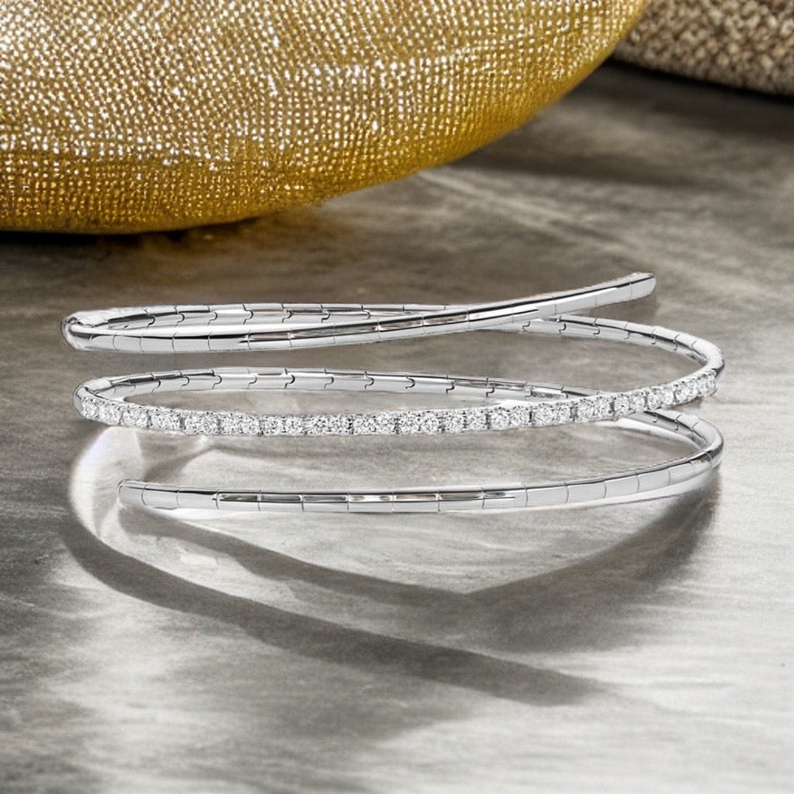 DIAMOND TWIST BANGLE IN 18CT WHITE GOLD