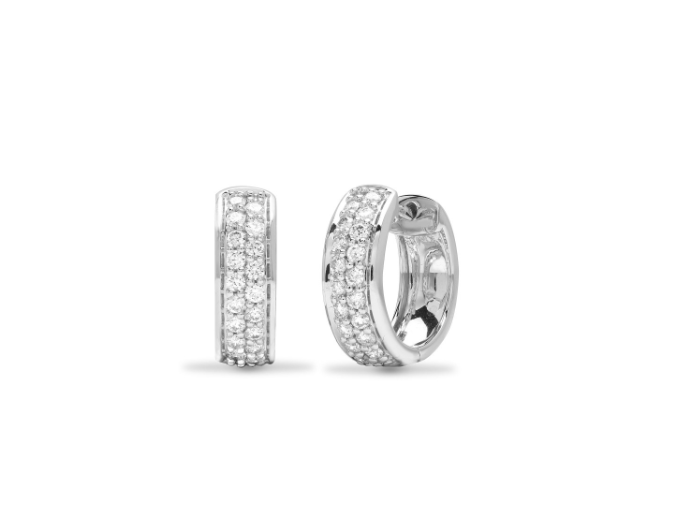 18ct White Gold Diamond Huggie Earrings