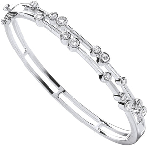 18ct White Gold Diamond Bubble Bangle 1ct