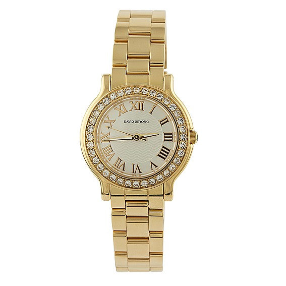 Montre en acier inoxydable plaqué or jaune 18 carats, prix de vente conseillé : 99,99 €