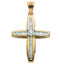 Kreuz aus 18-karätigem Gelbgold mit 1,00 ct Baguette-Diamanten
