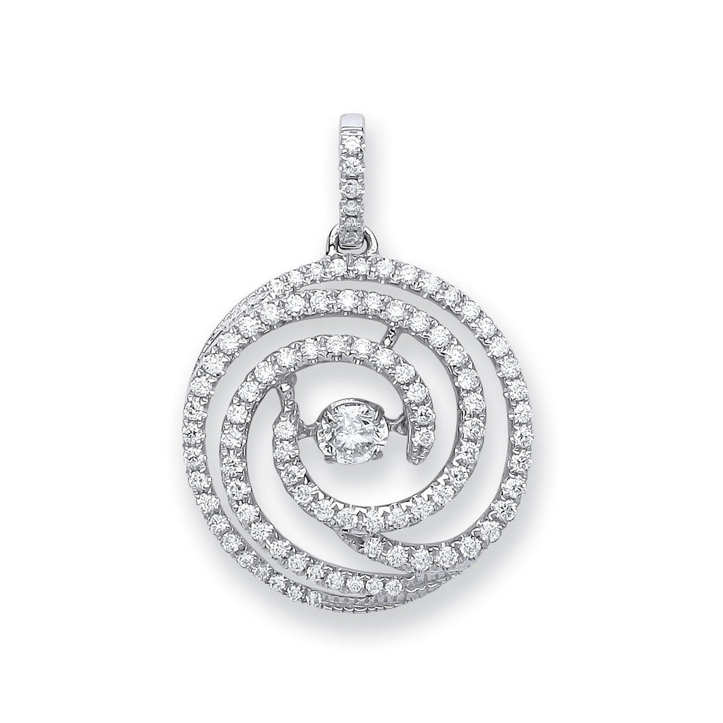 18ct White Gold 0.60ct Dancing Diamond Drop Pendant