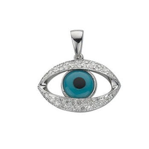 18ct White Gold 0.20ct Diamond Evil Eye Pendant