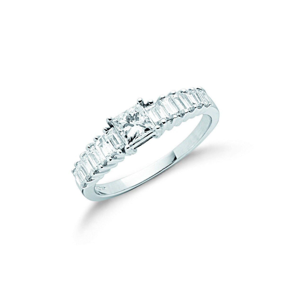 18ct White Gold 0.99ct Princess & Baguette Cut Diamond Ring