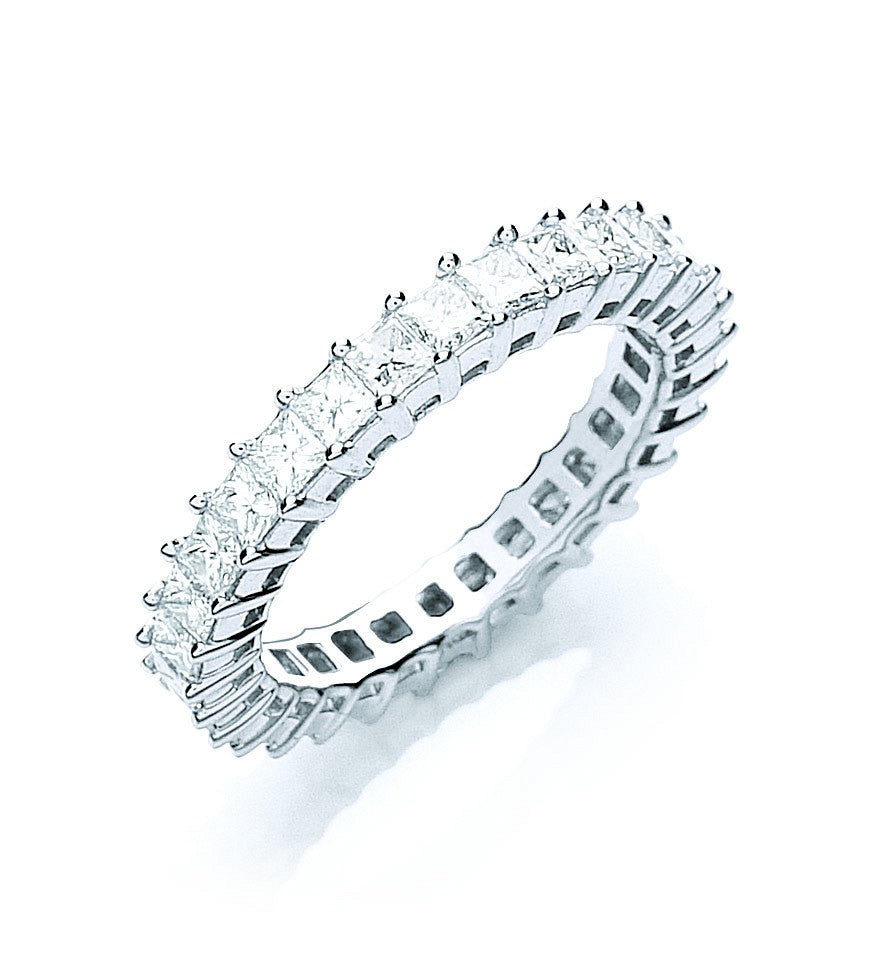 18ct White Gold 2.00ct Priness Cut Full Eternity Ring