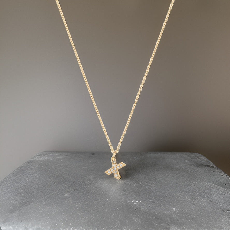 Cervin Blanc DIAMOND INITIAL X NECKLACE IN 18CT GOLD