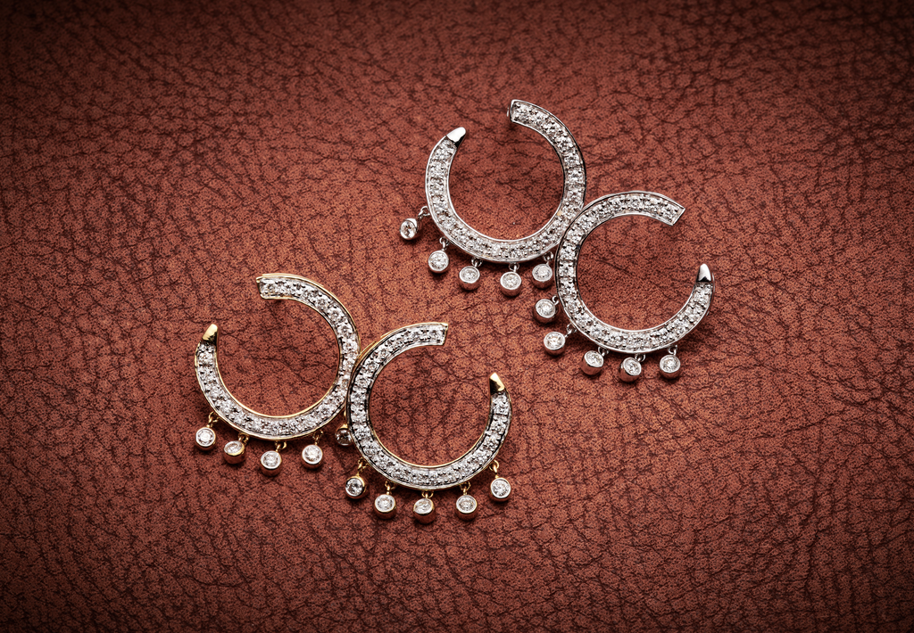 Modern dewdrop diamond curve earrings