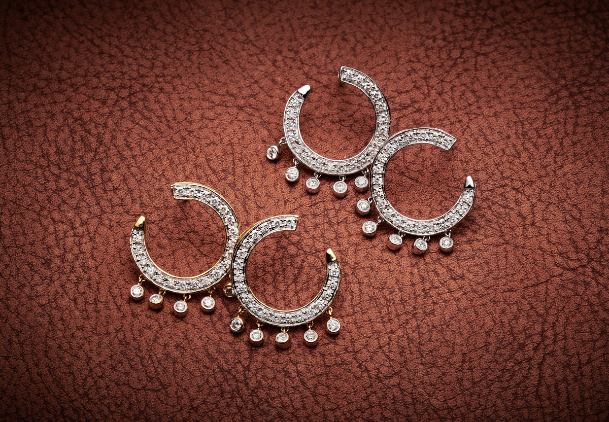 Modern dewdrop diamond curve earrings
