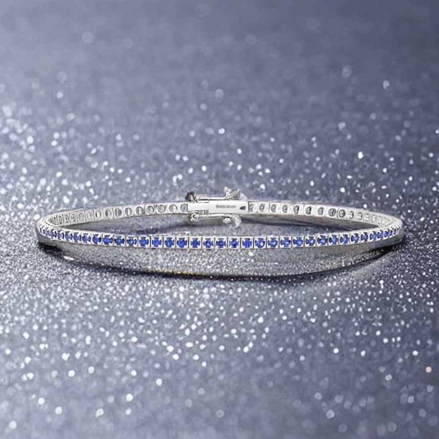 Luxury sapphire tennis bracelet with 7.3g weight
