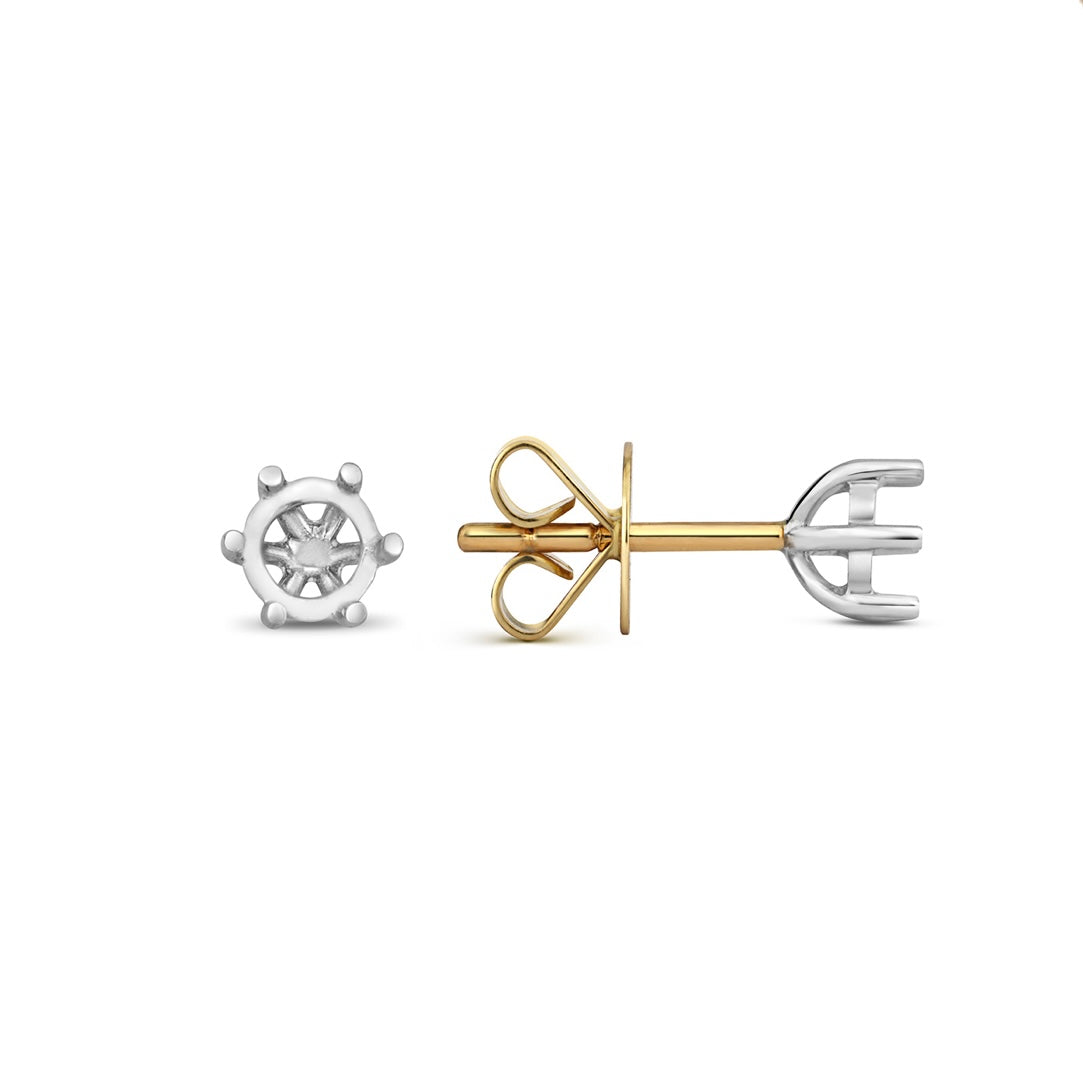 18ct Yellow Gold Solitaire Earrings Mount 1.25ct 6 prong