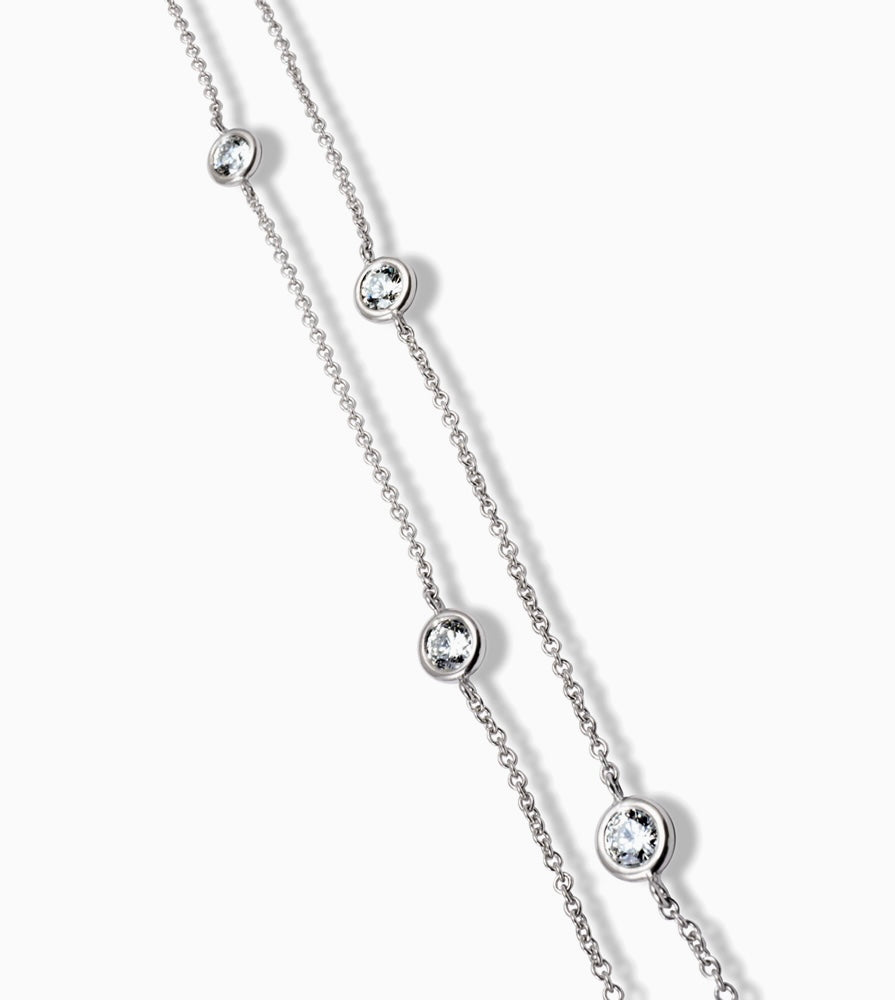18ct White Gold Diamond Chain Necklace 0.92ct by the yard 34 Inch 1ct