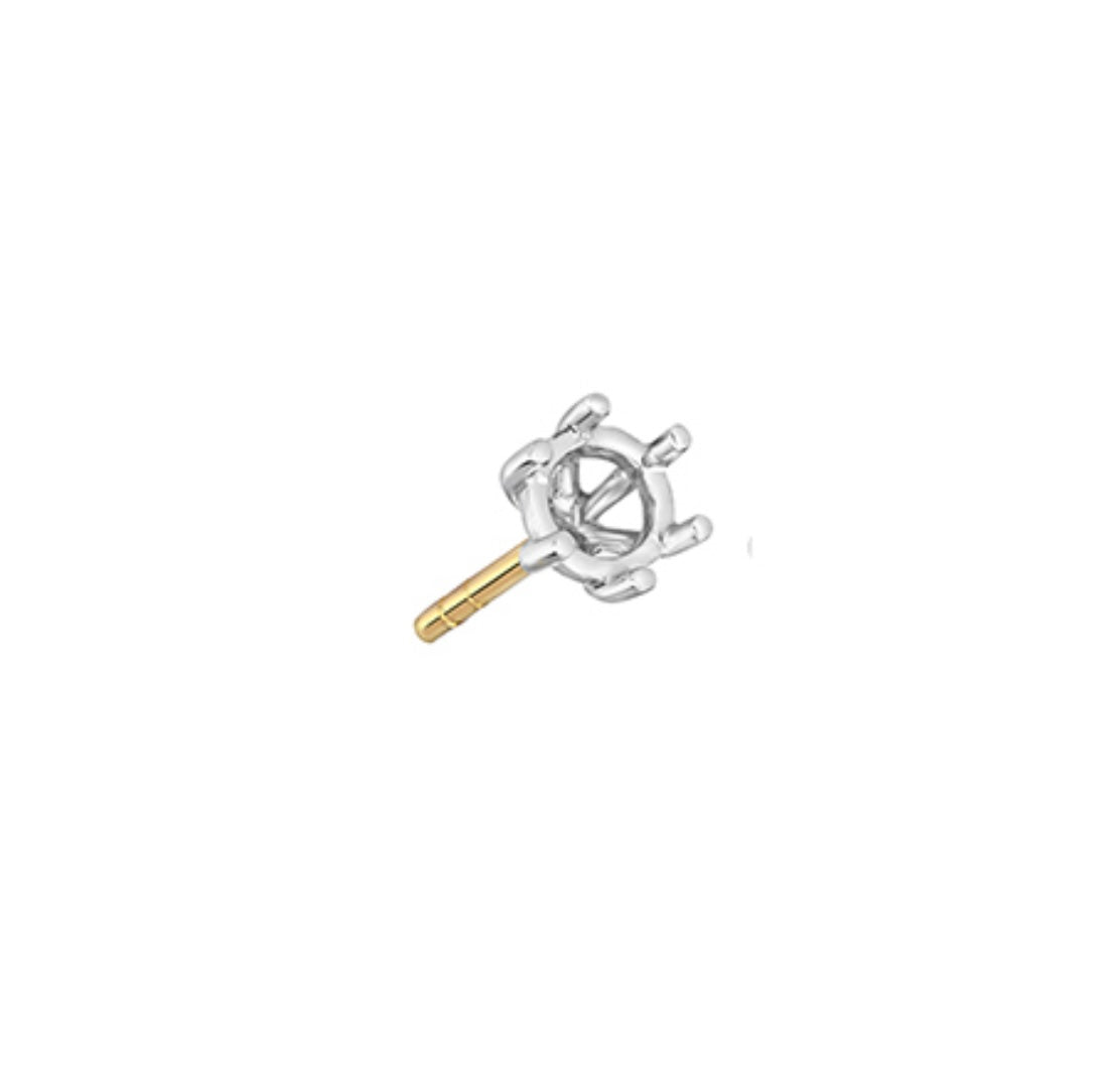 18ct Yellow Gold Solitaire Earrings Mount 1ct 6 prong