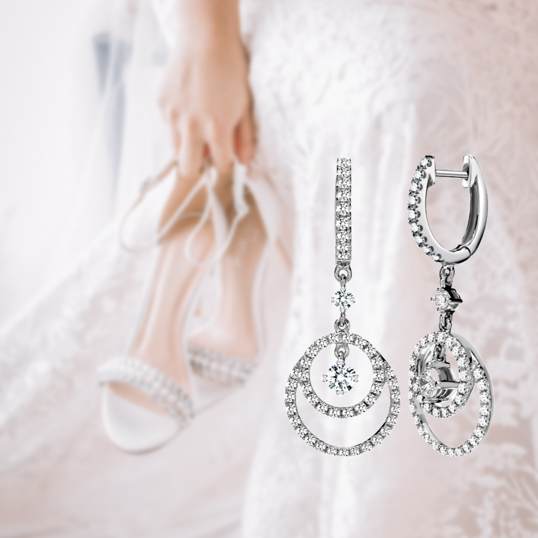 18ct White 1.01ct Diamond Drop Earrings Circle Drop Hoops