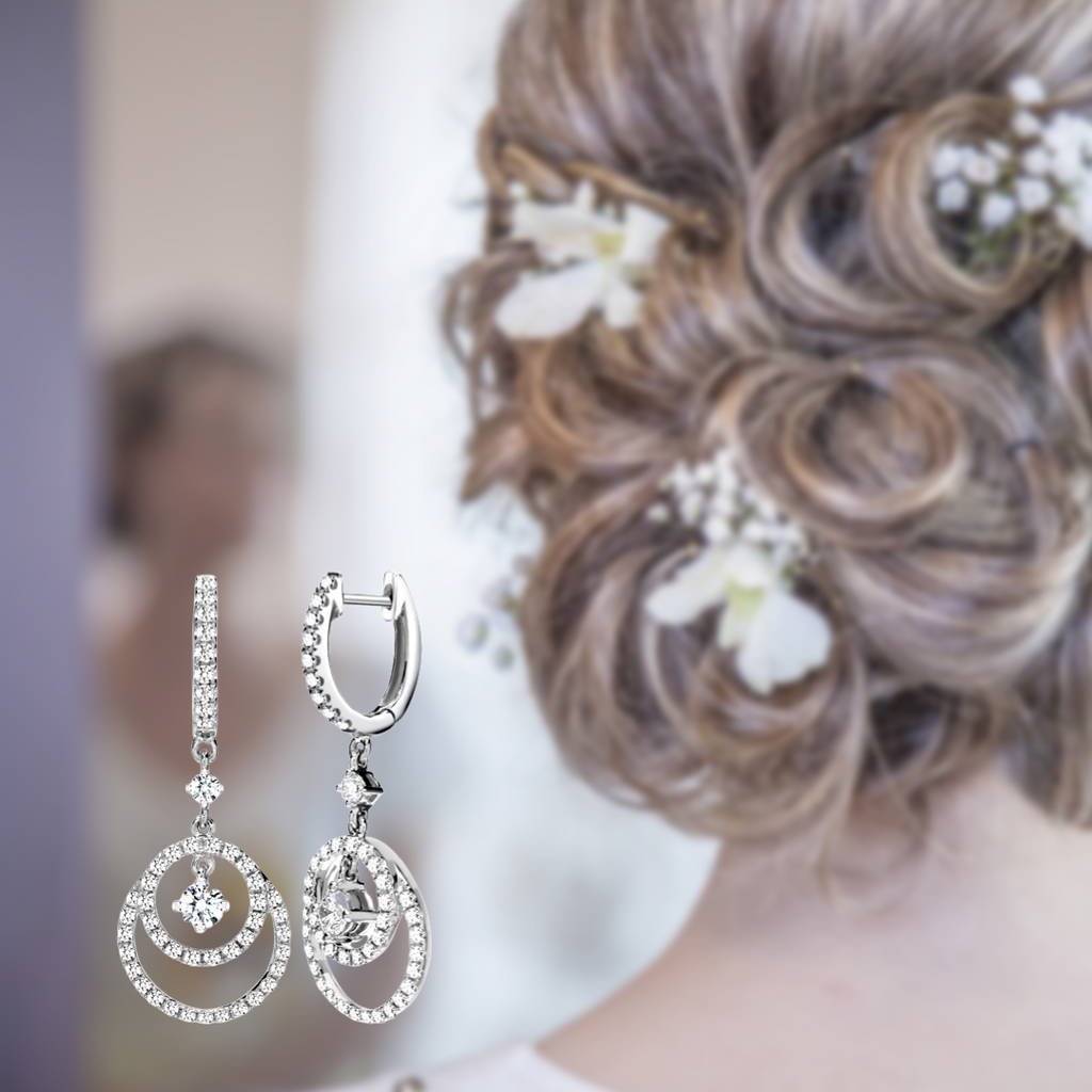 18ct White 1.01ct Diamond Drop Earrings Circle Drop Hoops