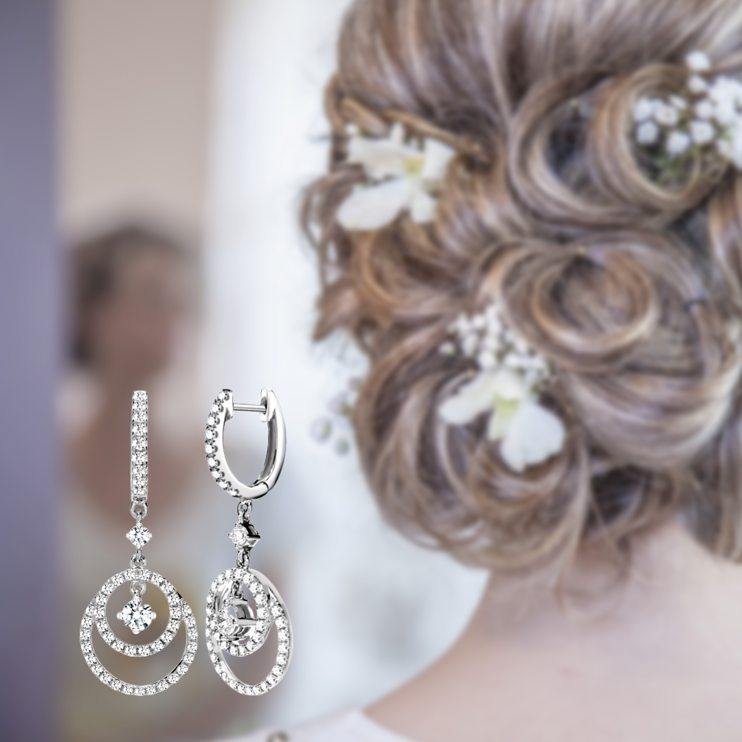 18ct White 1.01ct Diamond Drop Earrings Circle Drop Hoops