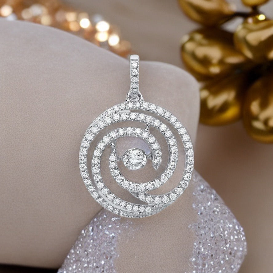 18ct White Gold 0.60ct Dancing Diamond Drop Pendant