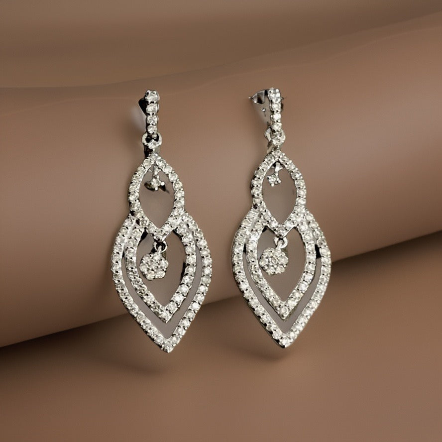 18ct White Gold 0.75ct Dia Drop Earrings