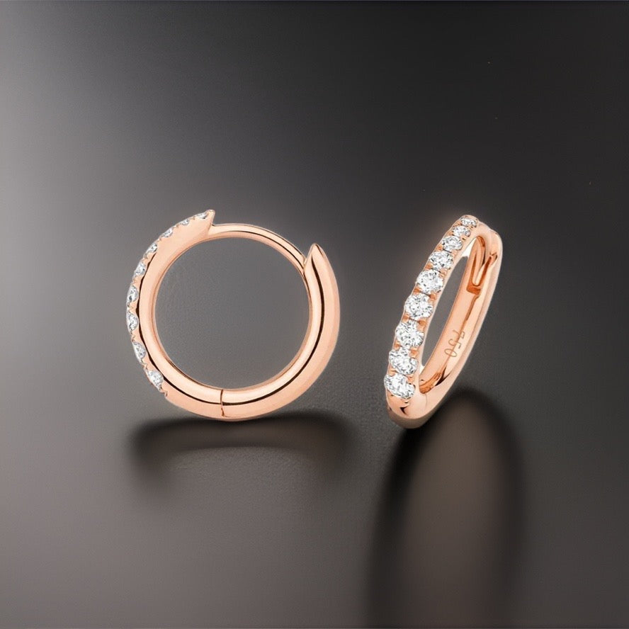 Chic 8mm diamond hoop earrings