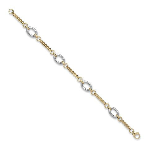 White & Yellow Gold Oval Link Bracelet